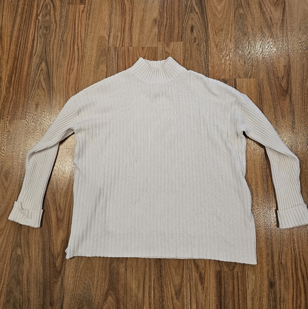 Elegant White LOFT Women's Cotton Knit Sweater